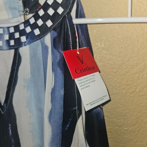 V Cristina Paisley sleeveless halter tunic size large - Picture 3 of 6